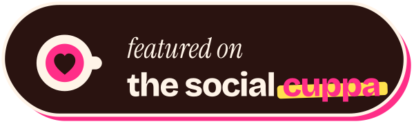 Featured on The Social Cuppa, dark badge