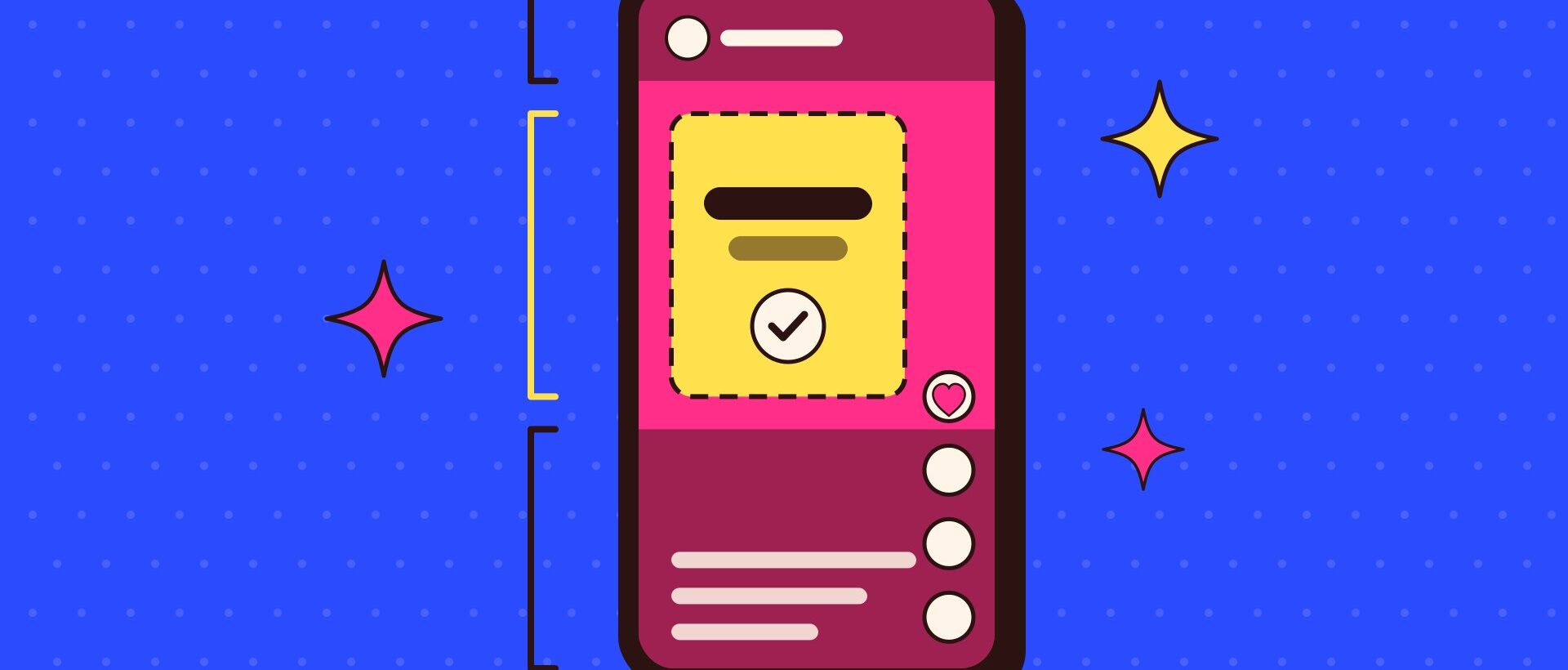 A phone screen with shaded bands at the top and bottom and a bright safe box in the middle on a cobalt background